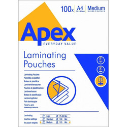 Fellowes Δίφυλλα Πλαστικοποίησης APEX LIGHT DUTY A4 125 mic 100 τεμ - 6003501 (6003501)