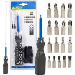 KINZO 79361 Σετ μύτες-καρυδάκια με κατσαβίδι τηλεσκοπικό 20 τεμάχια