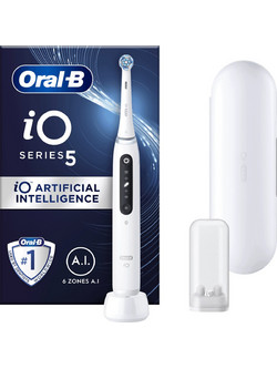 Oral-B iO Series 5 White Ηλεκτρική Οδοντόβουρτσα με Χρονομετρητή Αισθητήρα Πίεσης & Θήκη Ταξιδίου