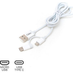 Osio OTU-495W Regular USB to Type-C & micro USB Cable Λευκό 1m 5205082300665