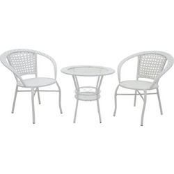 Pakoworld Saylor Σετ Σαλόνι Κήπου Rattan 3τμχ Λευκό 140-000027