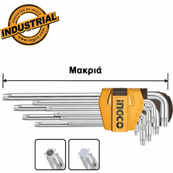 Επαγγελματικό Σετ Κλειδιά Torx Μακριά Ingco HHK13092 - Τ10-Τ50mm - 9 τμχ HHK13092