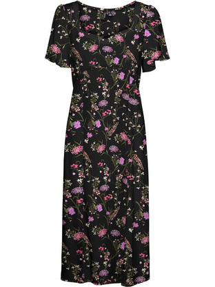 Vero Moda Midi Καλοκαιρινό Καθημερινό Φόρεμα Floral Μαύρο 10263303