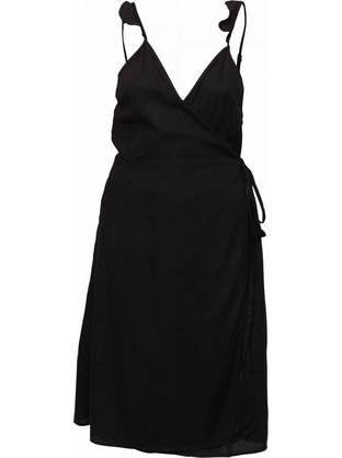 Funky Buddha Mini Καλοκαιρινό Καθημερινό Φόρεμα Κρουαζέ Μαύρο FBL005-146-13