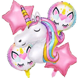 Σετ 5τμχ Μπαλόνια Πάρτυ Γενεθλίων Unicorn and stars - Pink