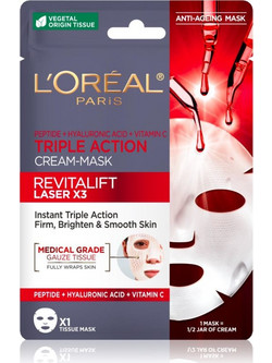 L'Oreal Paris Revitalift Laser X3 Sheet Μάσκα Προσώπου για Αντιγήρανση με Υαλουρονικό 28gr