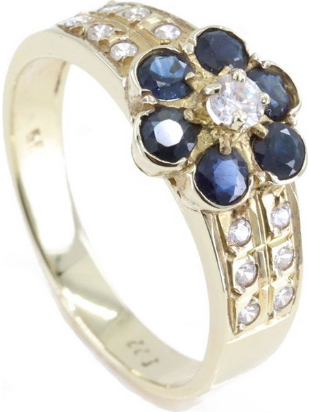 Δαχτυλίδι 14 Κ μαργαρίτα με ζαφείρια και zircon, 1438