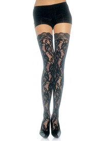 LEG AVENUE - FLORAL LACE STOCKINGS