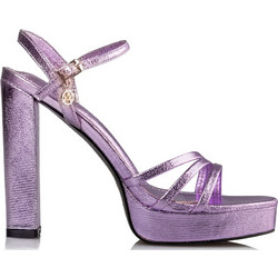 Envie Shoes Γυναικεία Πέδιλα Λιλά με Χοντρό Ψηλό Τακούνι και Φιάπα E42-17173-49