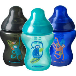 Tommee Tippee Closer To Nature Σετ Πλαστικά Μπιμπερό με Θηλή Σιλικόνης κατά των Κολικών 0m+ Boy Midnight Jungle 3x260ml
