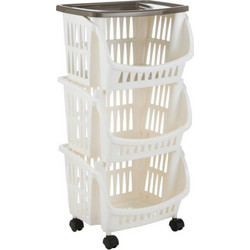 Bama 10137A Τρόλεϊ Πλαστικό 3 Θέσεων 39.5x30x70cm Μπεζ/Καφέ