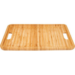 Ξύλινος Δίσκος Σερβιρίσματος από Bamboo σε φυσική απόχρωση ξύλου, με λαβές , 43x28x18 cm - Aria Trade