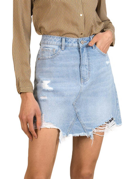 Cindy.H destroyed short skirt denim blue jd396