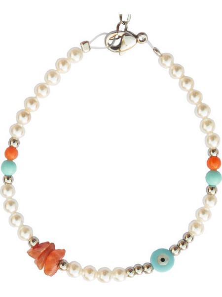 PL Ατσάλινο βραχιόλι μαργαριτάρια shell pearls με ματάκι