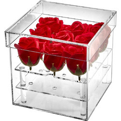 JΚ Home Decor - Κουτί Ακρυλικό με Βάση - 9 Λουλούδια 16x15.5cm