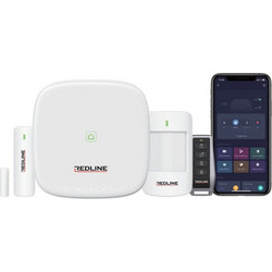 REDLINE Alarm Kit Wireless 2G Ασύρματο Σύστημα Συναγερμού με 1 Ανιχνευτή Κίνησης, 1 Αισθητήρα Πόρτας, 2 Σειρήνες, 1 Τηλεχειριστήριο, Κέντρο (Wi-Fi / GSM)