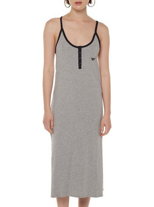 Superdry Midi Καλοκαιρινό Καθημερινό Φόρεμα Γκρι W8011416A-07Q