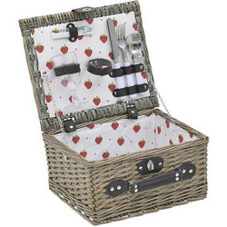 Inart Καλάθι Πικ Νικ Σετ για 2 33x28x18cm σε Γκρι χρώμαΚωδικός: 24633484
