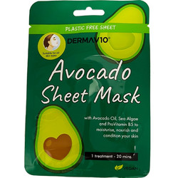 Derma V10 Avocado Sheet Μάσκα Προσώπου για Ενυδάτωση 1τμχ
