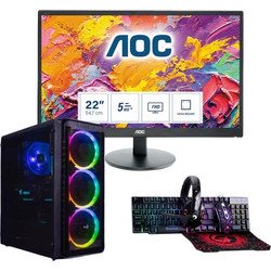 Vengeance Aero-O69 (Ryzen 5-5600G/8GB/240GB SSD/Radeon Graphics/FreeDos) + AOC 21.5 E2270SWDN