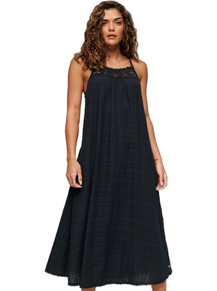 Superdry Midi Καλοκαιρινό Καθημερινό Φόρεμα Navy Μπλε W8011411A-98T