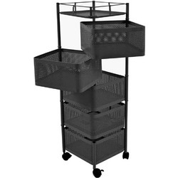 Ankor 824168 Τρόλεϊ Μεταλλικό 5 Θέσεων Μαύρο 28x28x93cm