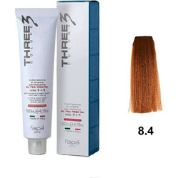 Faipa Three Color 8.4 Ξανθό Ανοιχτό Χάλκινο Μόνιμη Βαφή Μαλλιών 120ml