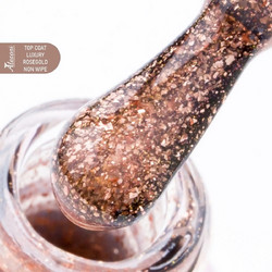 Alezori Non Wipe Luxury Rose Gold Top Coat Glitter Ημιμόνιμο Βερνίκι Νυχιών 15ml