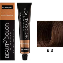 Lorvenn Beauty Color 5.3 Καστανό Ανοιχτό Ντορέ Μόνιμη Βαφή Μαλλιών 70ml
