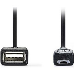 Nedis CCGP60515BK02 USB 2.0 On-the-go Cable Micro B Male-A Female 0.2m Black Καλώδιο