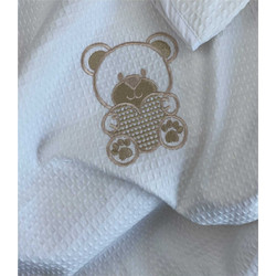 Astron Italy Bear Κουβέρτα Αγκαλιάς Πικέ 80x110 Λευκή