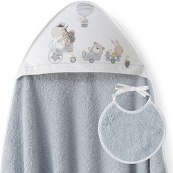 Interbaby Jirafa Bicicleta Σετ Βρεφικό Μπουρνούζι Κάπα Γκρι 100x100cm 2τμχ