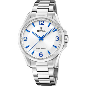 Festina Solar Ανδρικό Ρολόι Solar με Ασημί Μεταλλικό Μπρασελέ F20656/1