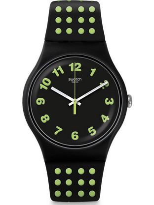 Swatch Γυναικείο Ρολόι με Μαύρο Πράσινο Καουτσούκ Λουράκι SUOB147