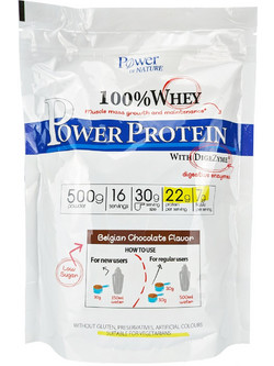 Power Health 100% Whey Power Belgian Choco Πρωτεΐνη Ορού Γάλακτος Γράμμωσης Χωρίς Γλουτένη 500gr