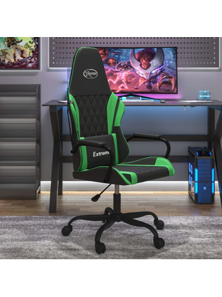 vidaXL Καρέκλα Gaming Δερματίνης Μαύρη Πράσινη 3143778