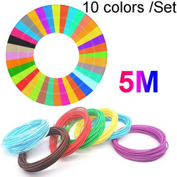 10colors /Set PCL 5m 3D Printing Pen Consumables 1.75mm High Tough Line Material Environmental Raw Material Printing Silk Thread (OEM)
