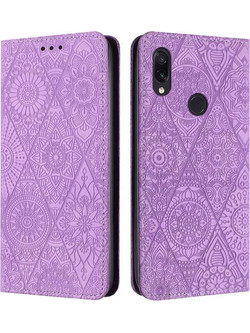 For Redmi Note 7 / 7 Pro Ethnic Embossed Adsorption Leather Phone Case(Purple) (OEM)