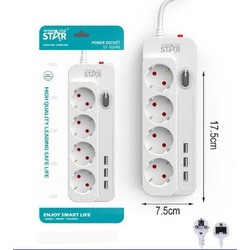 Πολύπριζο Ασφαλείας 3 Θέσεων με 3 USB Λευκό Winstar ST-1024U - Winstar