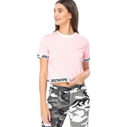 Hype Γυναικεία κοντομάνικη μπλούζα PINK/WHITE