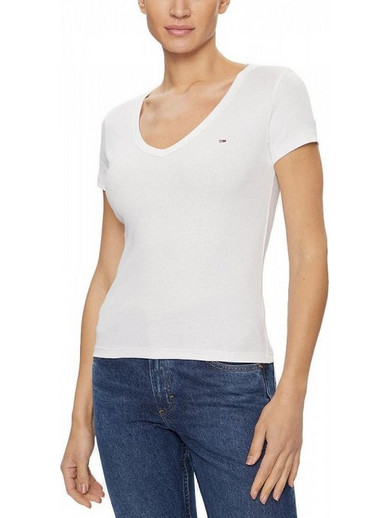 Tommy Hilfiger Tjw Slim Essential Rib V DW0DW17385 YBR White (Λευκό)