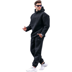 OVERSIZED ΣΕΤ ΦΟΡΜΑ-HOODIE POLAR FLEECE MDXT - ΜΑΥΡΟ