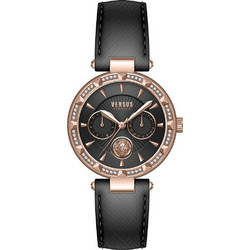Versus Versace Γυναικείο Ρολόι με Μαύρο Δερμάτινο Λουράκι VSPOS3621