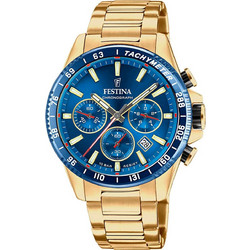 Festina Ανδρικό Ρολόι Χρονογράφος με Χρυσό Μεταλλικό Μπρασελέ F20634/3