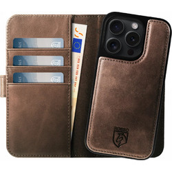 Rosso Elite Leather MagSafe Wallet Flip Cover Brown (iPhone 15 Pro)