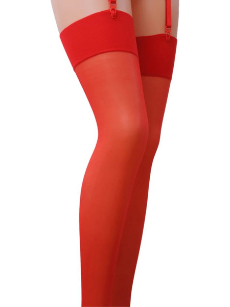 Ciorapi Sexy cu Banda Lata, 17 DEN, Rosu, M/L
