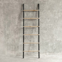 RAVENNA Διακοσμητική Σκάλα Από Φυσικό Rattan Tina Black & Natural 45 x 3 x 150