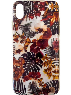 Back Cover Σιλικόνης Άσπρο με Σχέδιο Flowers (iPhone X/ XS)