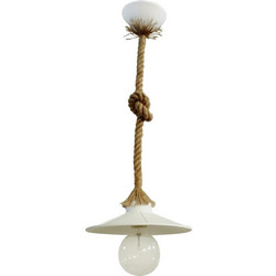 Heronia Lighting LP-150K-M Rope 1/L Κρεμαστό Φωτιστικό Οροφής με Σχοινί Μονόφωτο E27 Λευκό 31-0517