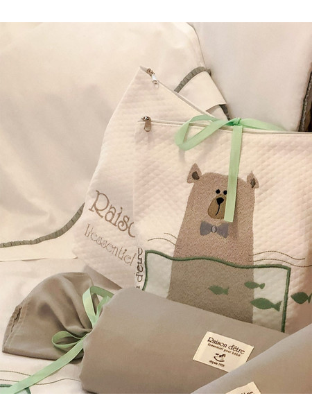 Raison D'etre Baby Boy Bear Κουβέρτα Κούνιας Πικέ 120x160 Μπεζ